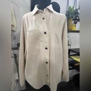 NWT Soft Suede Cream Button-Up Shirt
